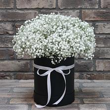 Цветочная композиция из Гипсофила в шляпной коробке в Варениковской